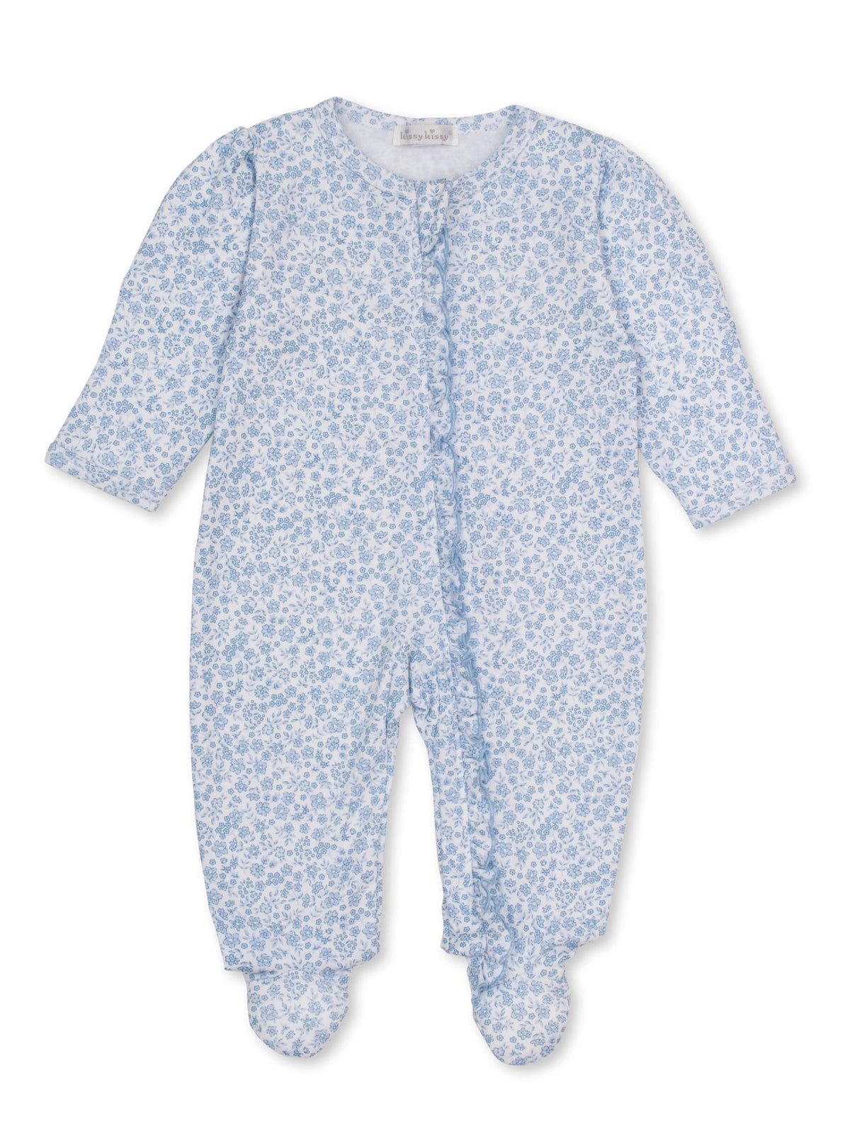 Fall in Blooms Printed Zip Footie – Light Blue