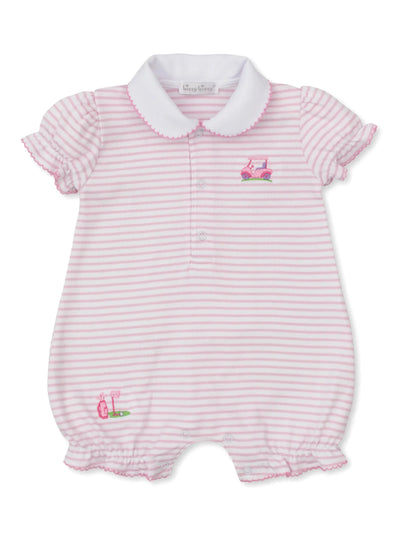 Fairway Foursome Pink Stripe Short Playsuit