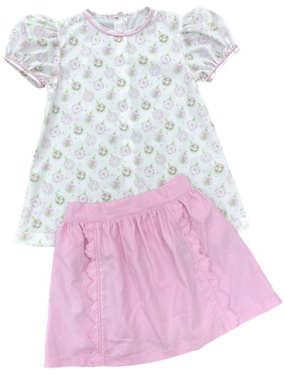 PRE-ORDER Kate Skirt Set - Pink Ornaments