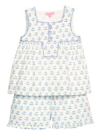 Keystone Top - Blue Tulip Block Print