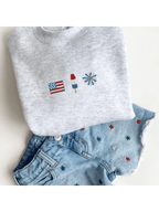 4th of July Icons Embroidered Crewneck Sweatshirt