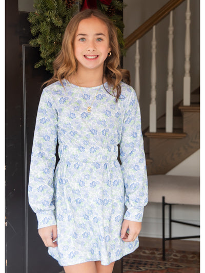 PRE-ORDER Blue and Green Floral Knit Dress