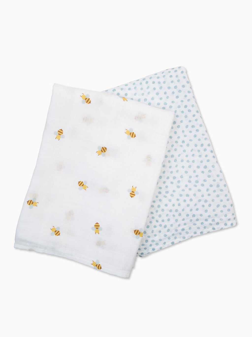 Lulujo Cotton Swaddles – Bees & Dots – 40×40″