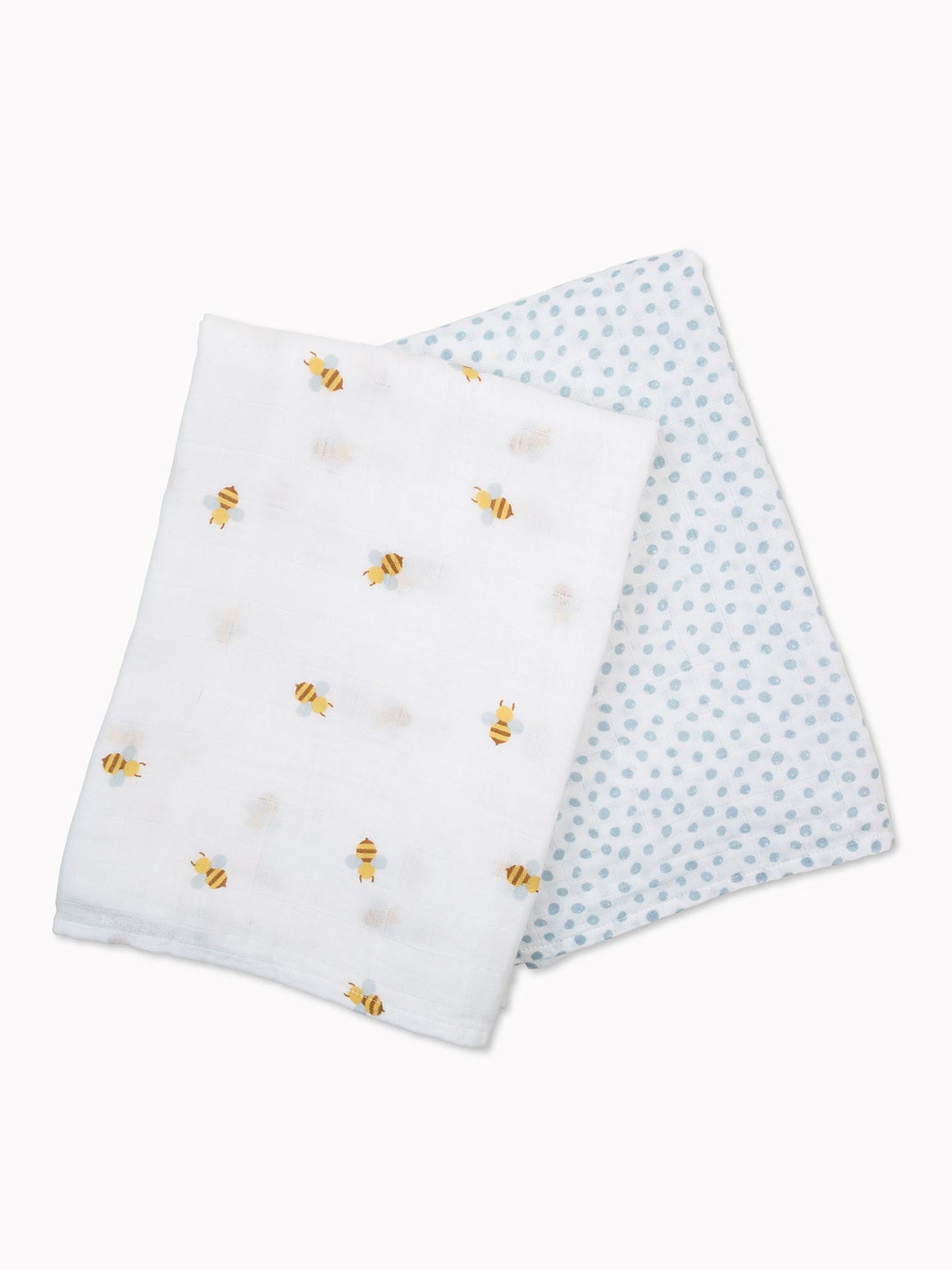 Lulujo Cotton Swaddles – Bees & Dots – 40×40″