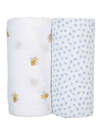Lulujo Cotton Swaddles – Bees & Dots – 40×40″