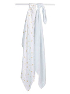 Lulujo Cotton Swaddles – Bees & Dots – 40×40″