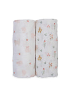 Lulujo Cotton Swaddles – Kitty Cats & Flowers – 40×40″