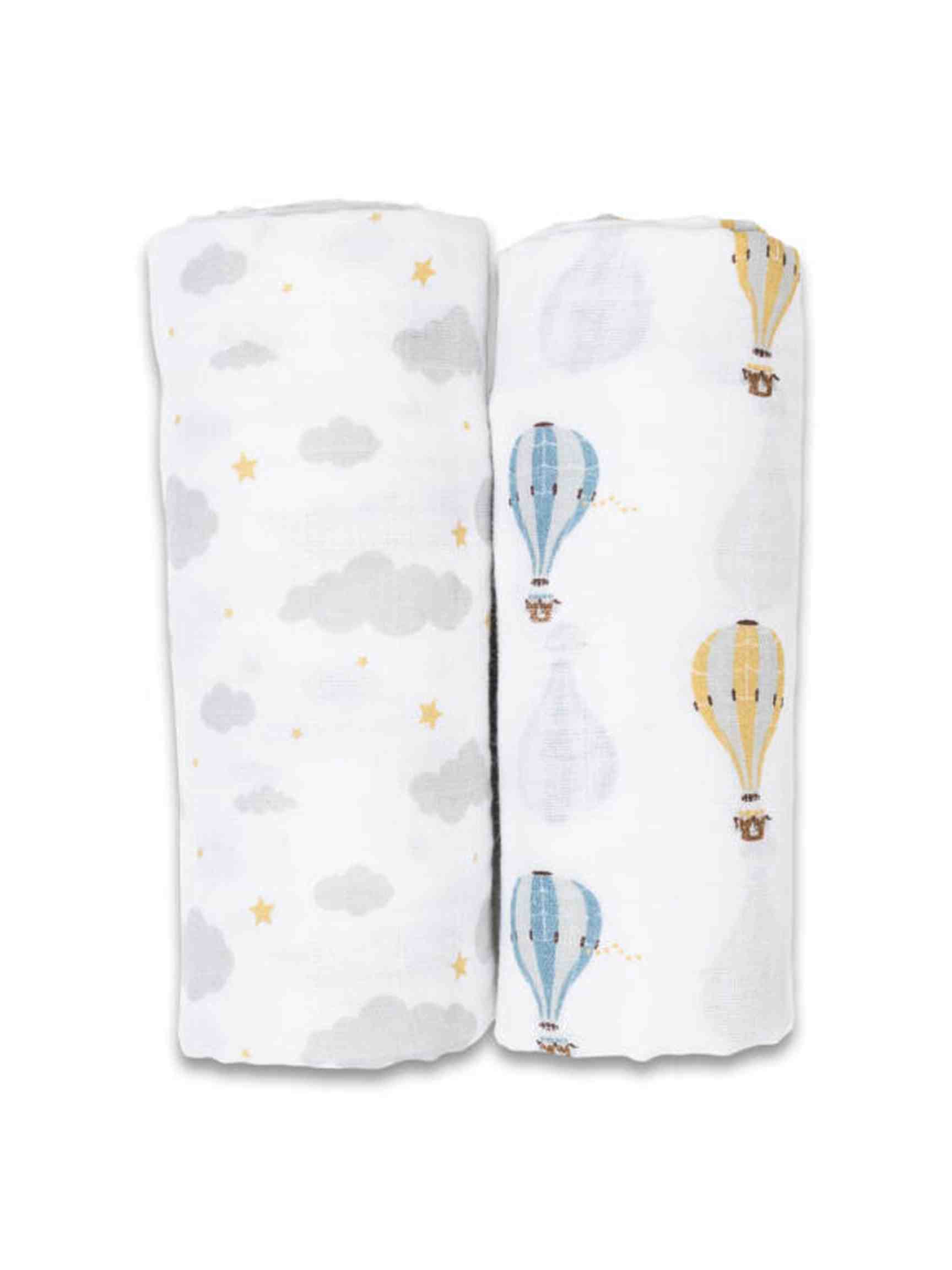 Lulujo Cotton Swaddles – Hot Air Balloons – 40×40″