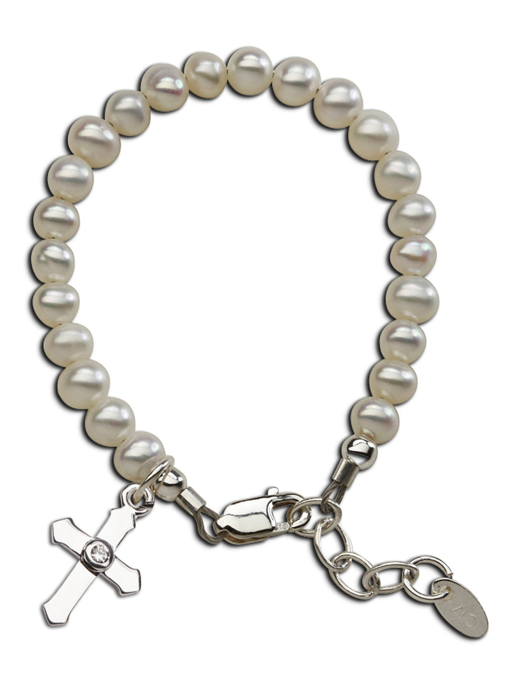 Lacey - Sterling Silver Pearl Cross Bracelet