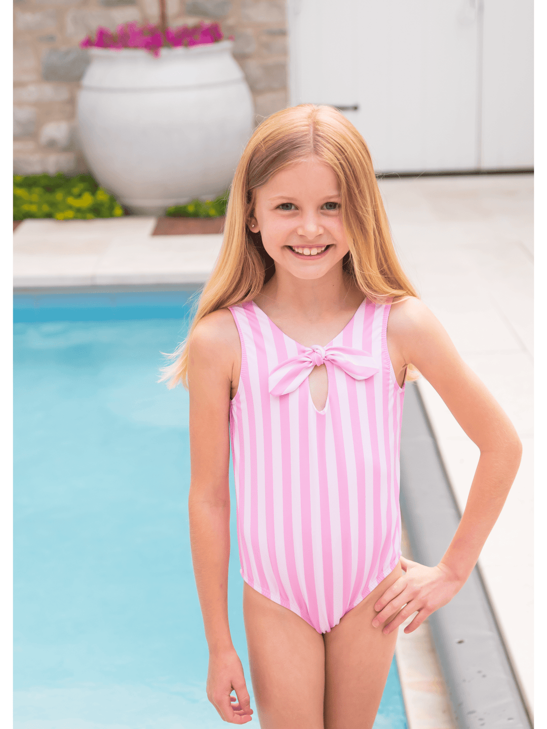 Pink striped swimsuit discount
