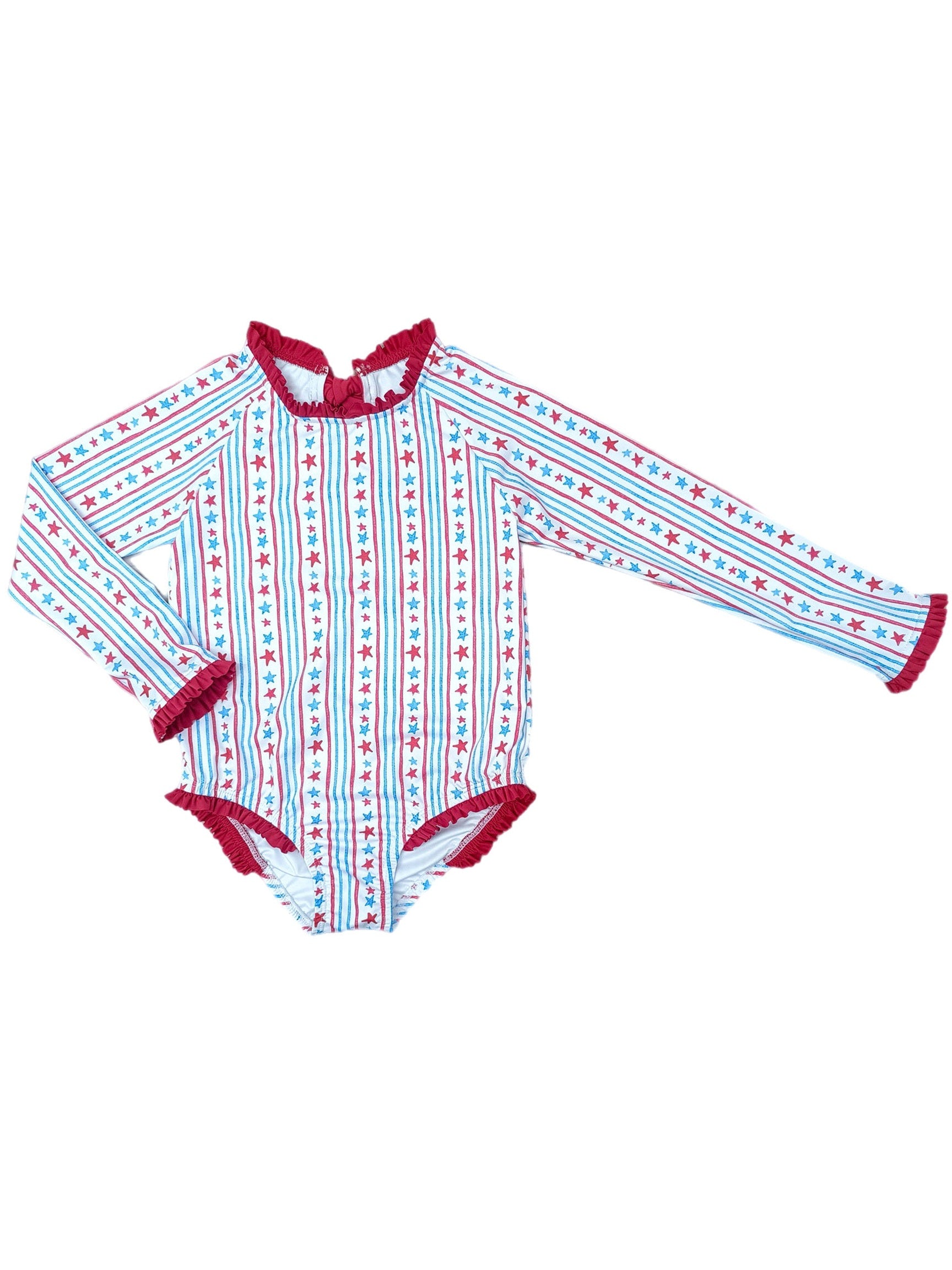 PRE-ORDER Leighton Rashguard Swimsuit - Patriotic Stars & Stripes