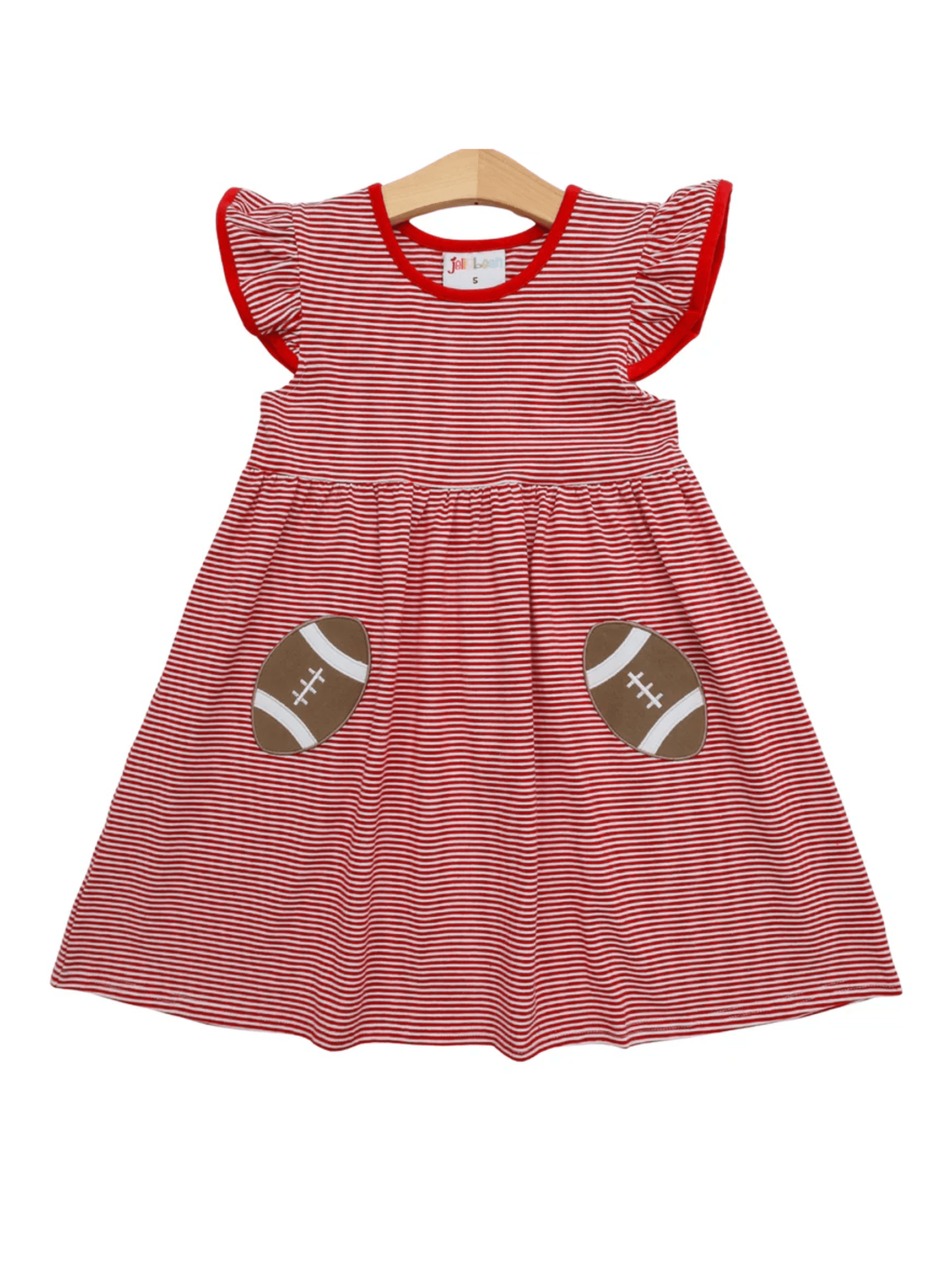 Let's Cheer! Football Pocket Dress- Red Stripe