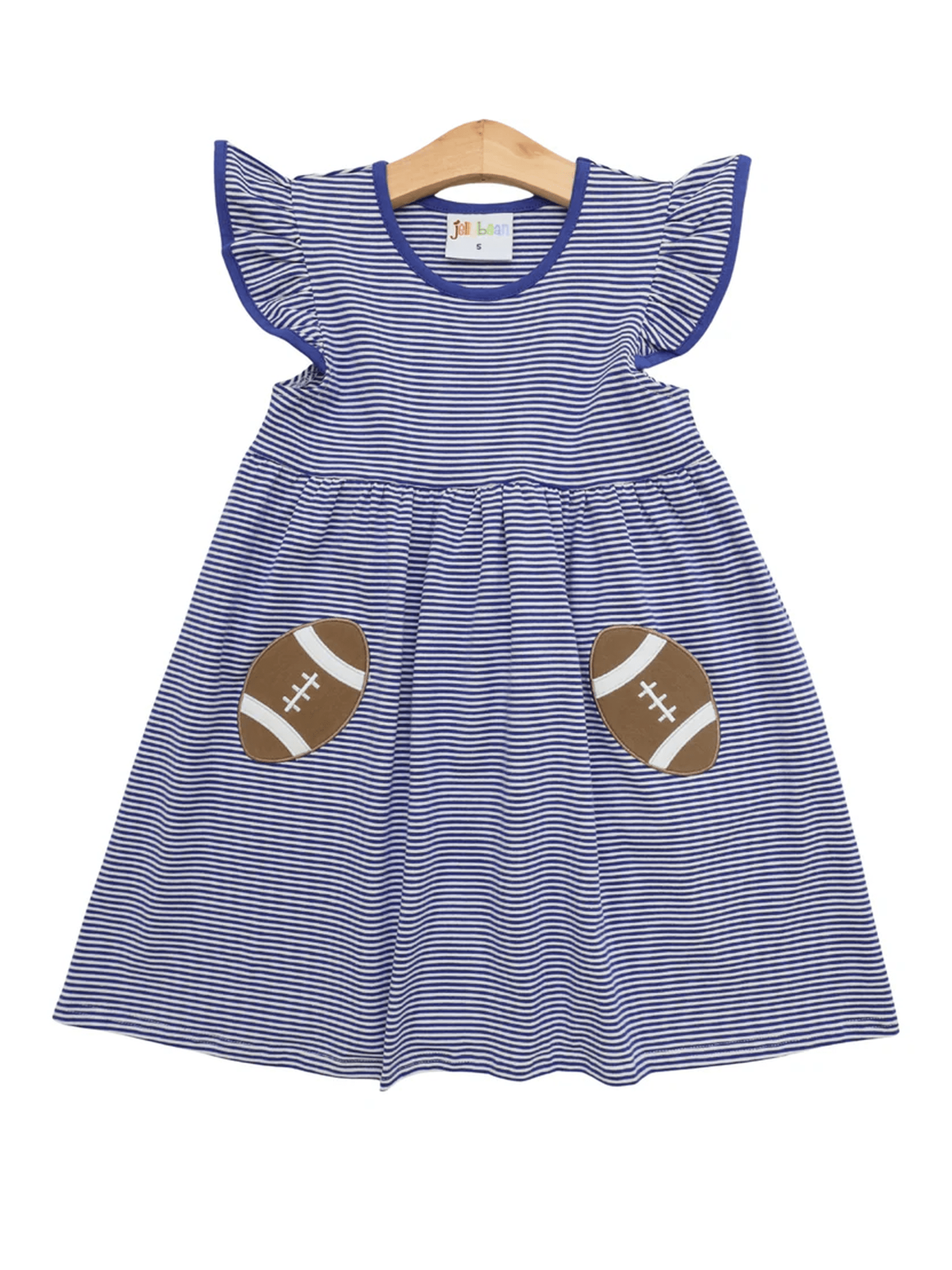 Let's Cheer! Football Pocket Dress- Royal Blue Stripe