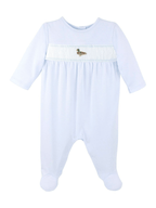 Light Blue Duck By The Lake Smocked Footie