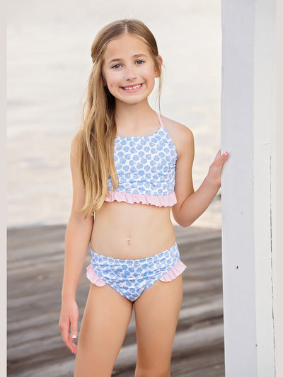 James and Lottie Two Piece One Shoulder Scalloped Swim