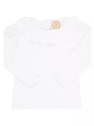 Ramona Ruffle Collar L/S Shirt - Worth Avenue White