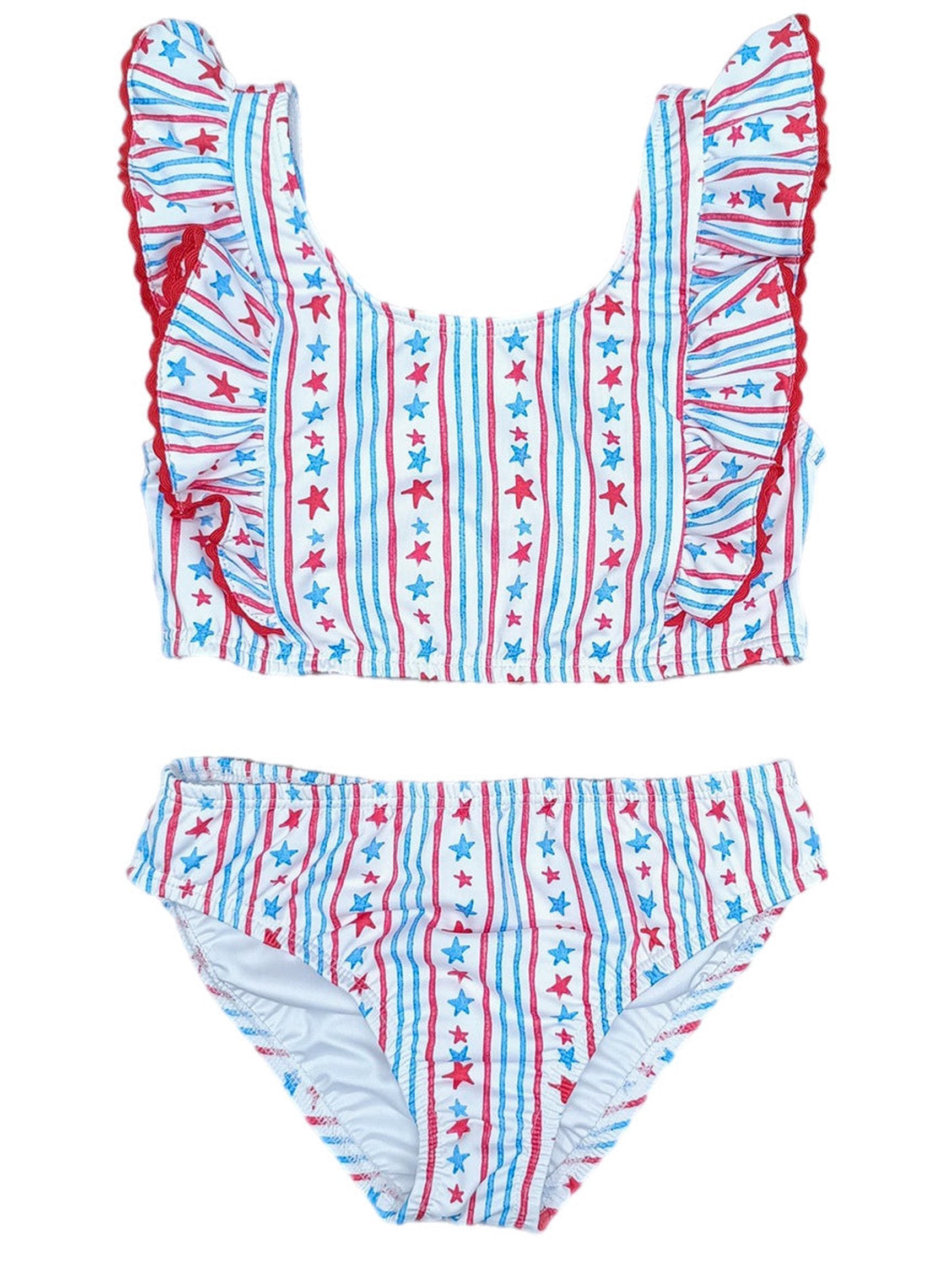 PRE-ORDER Loren Two Piece Swimsuit - Patriotic Stars & Stripes