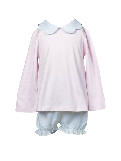 PRE-ORDER Pink Stripe Scalloped Bloomer Set