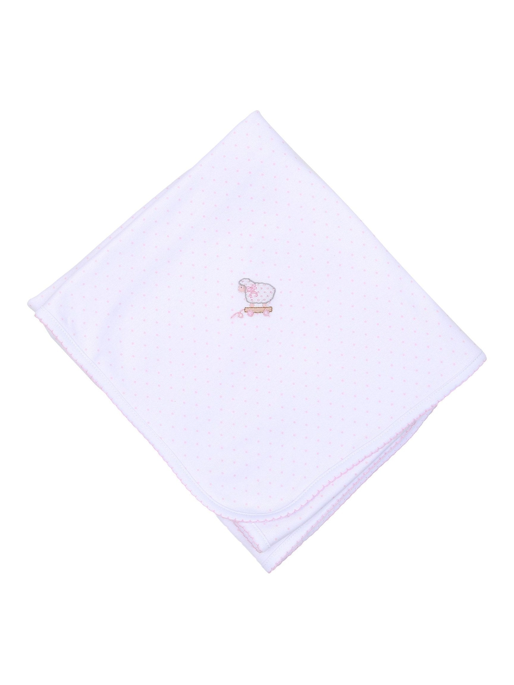 Darling Lambs Embroidered Receiving Blanket