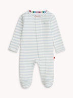 Blue Stripe Organic Cotton Footie