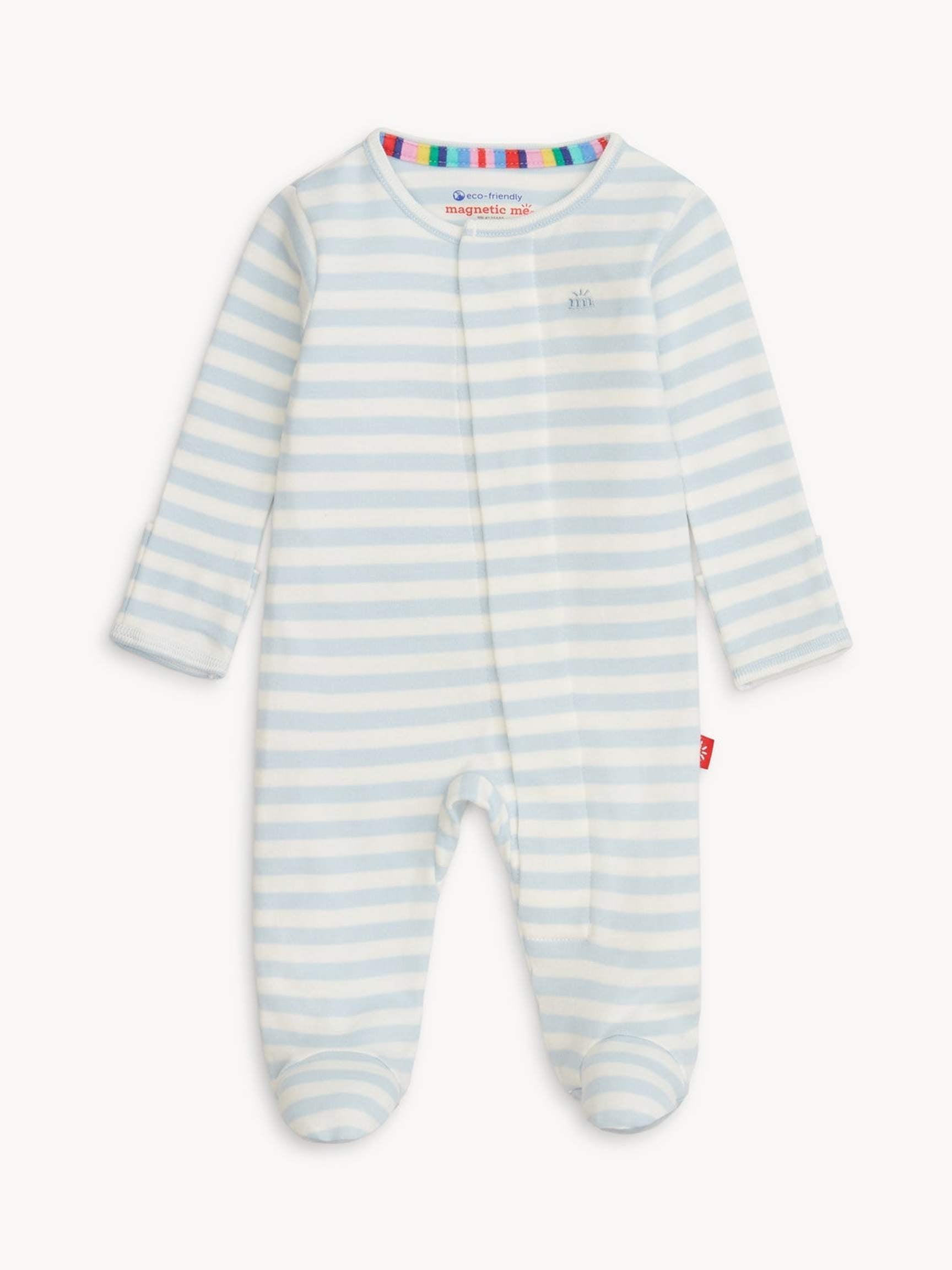 Blue Stripe Organic Cotton Footie