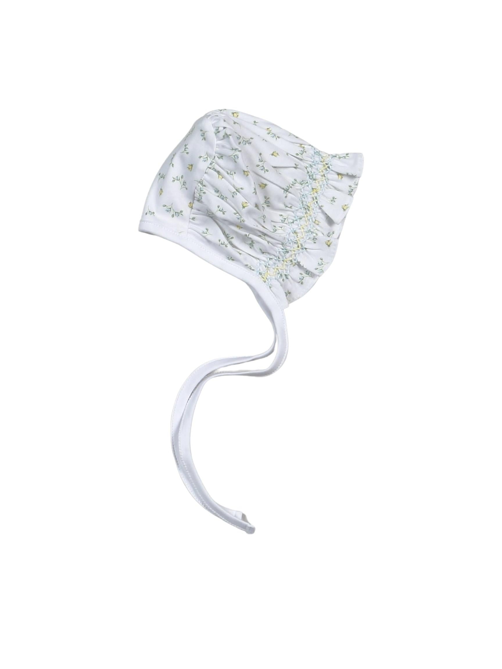 Mia Blue Floral Hand Smk Bonnet