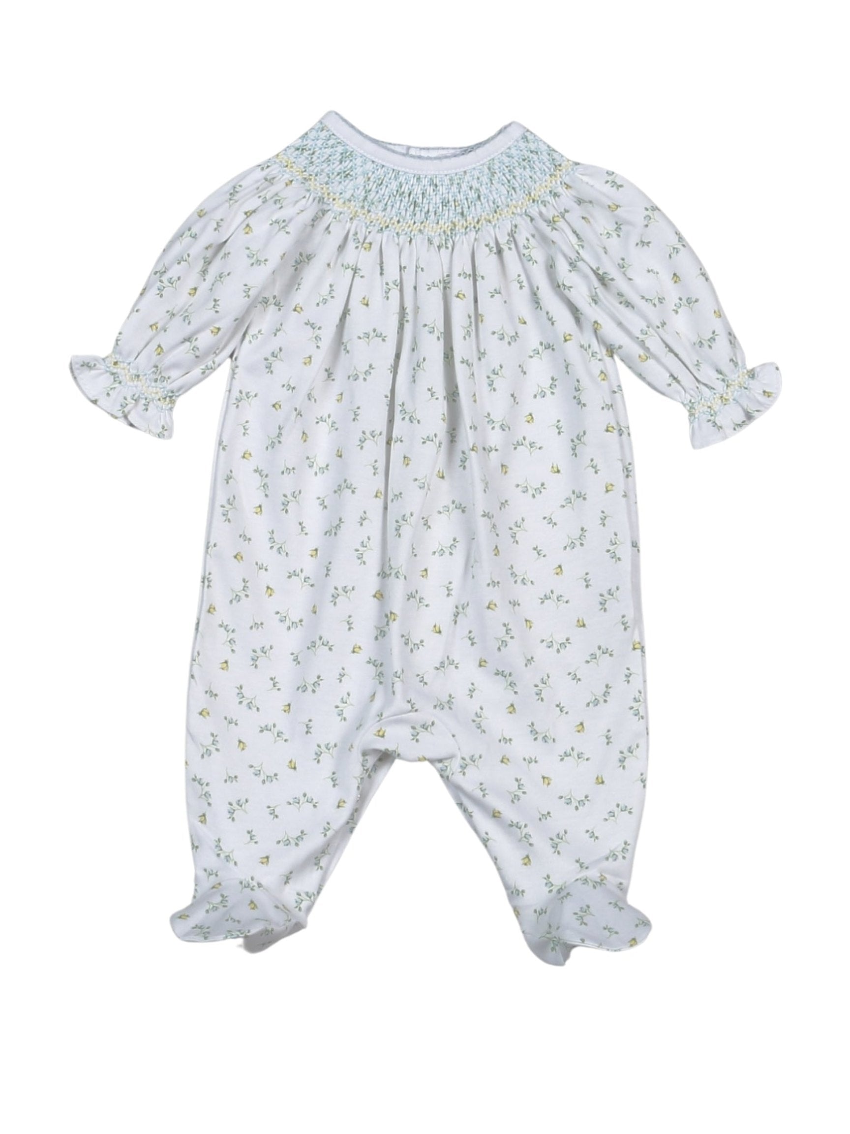 Mia Blue Floral Hand Smk Bishop Footie