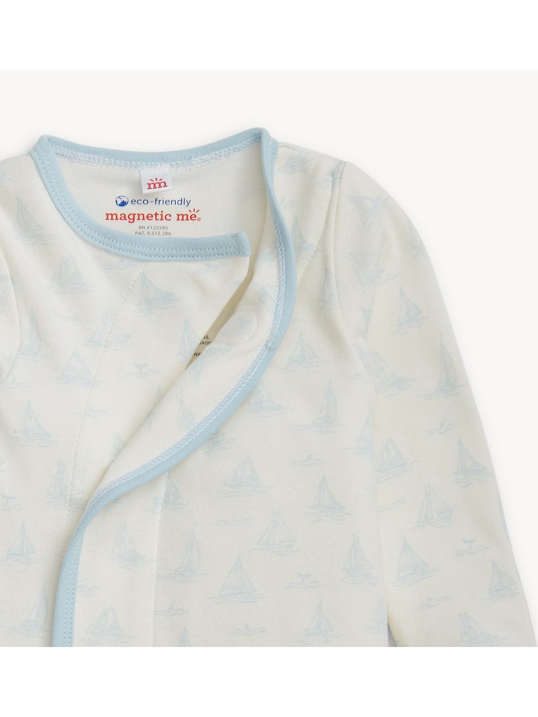 Blue Tiny Tides Organic Cotton Gown & Hat Set