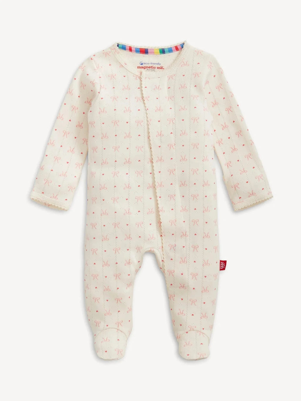 Heart & Bow Pointelle Magnetic Footie