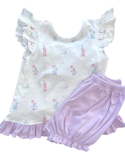 PRE-ORDER Mae Knit Bloomer/Banded Short Set - Pawty Pups - Posh Tots Children's Boutique