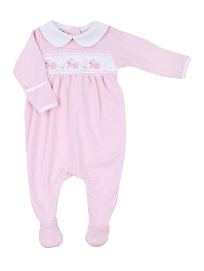 Pastel Bunny Classics Pink Smocked Collared Girl Footie
