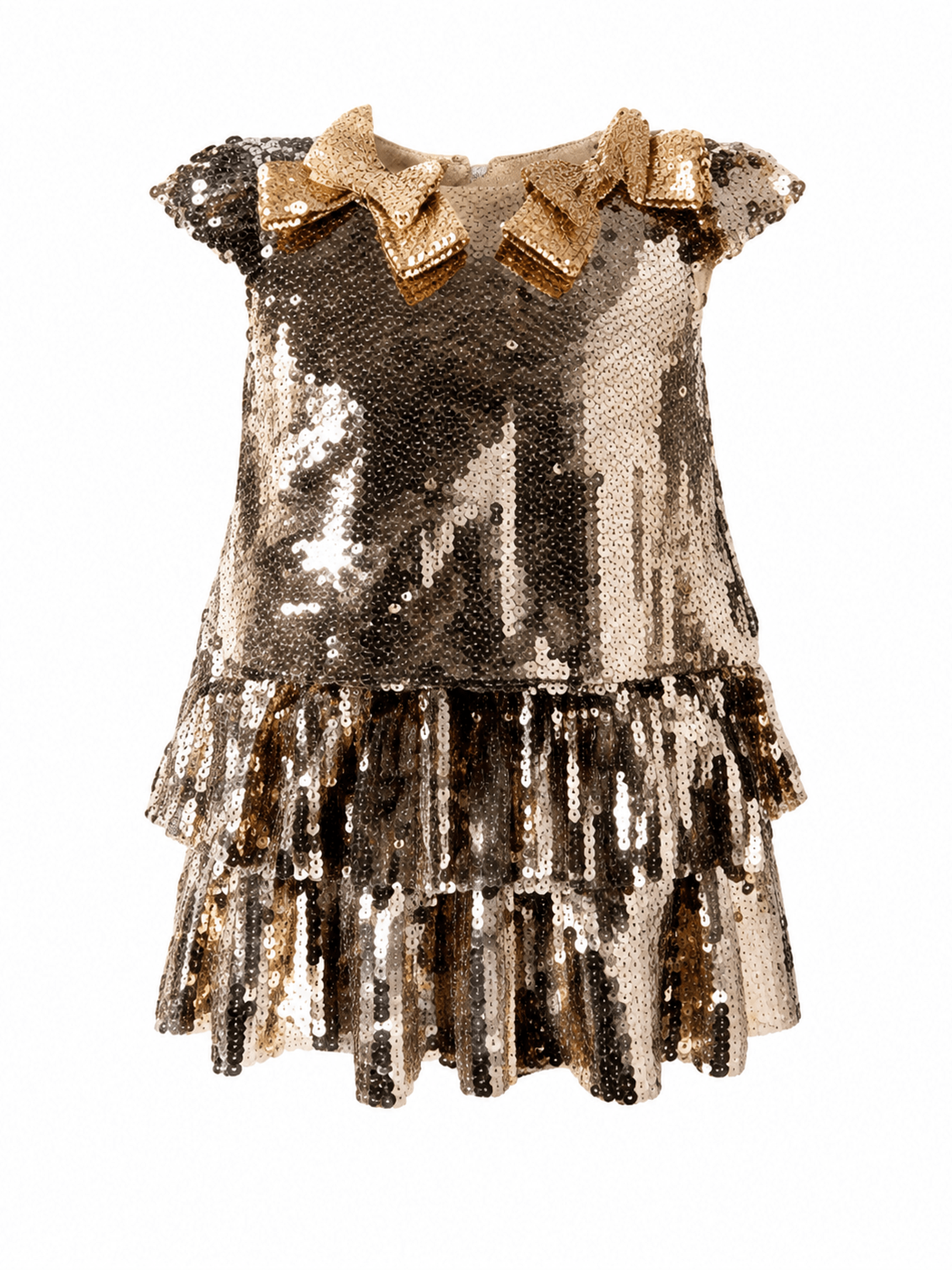 Mocha Sequin Bow Dress