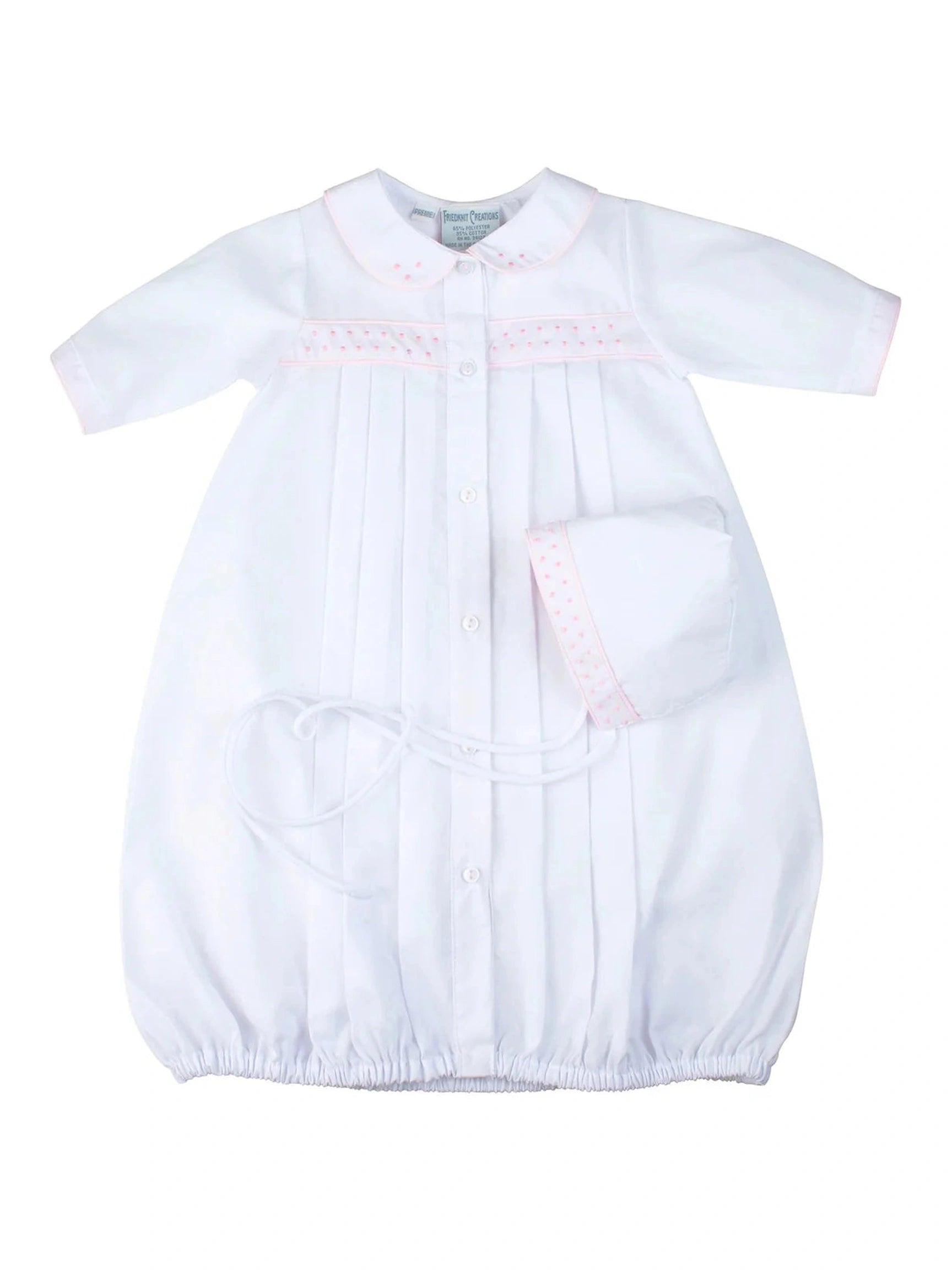 Girls Dot Embroidered "Take Me Home" Gown & Hat