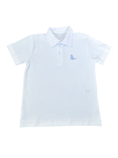 PRE-ORDER White Polo- Blue Puppy Knit