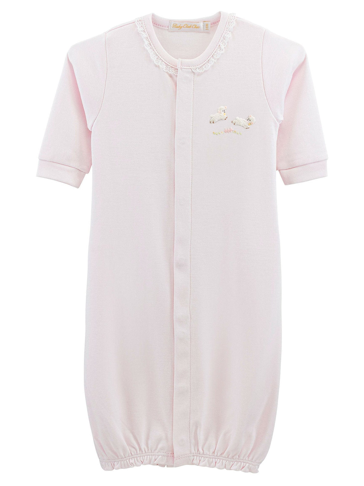 Baby Lambs - Pink Embroidered Pima Gown
