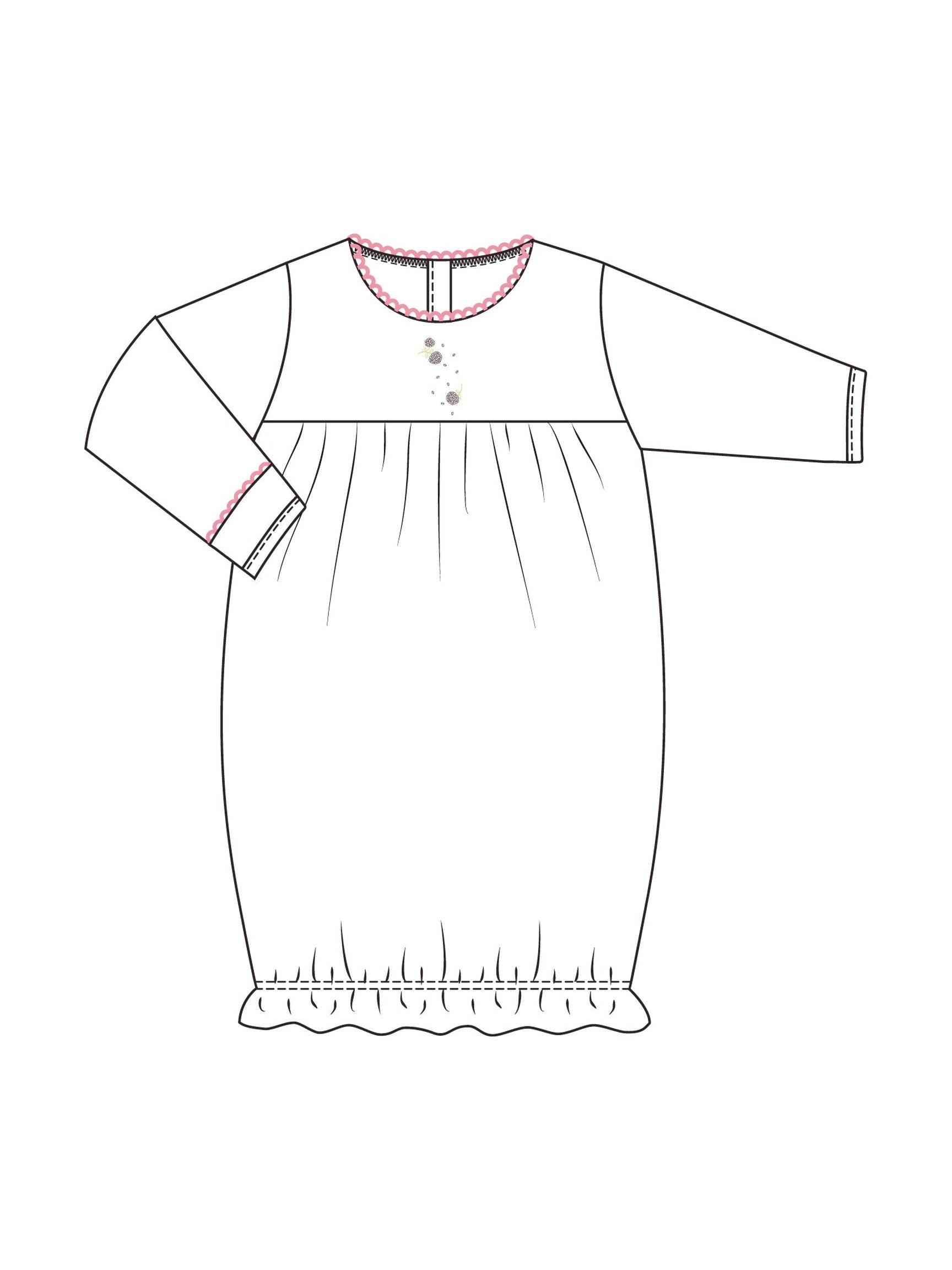 Spring Flowers Embroidered Pima Gown