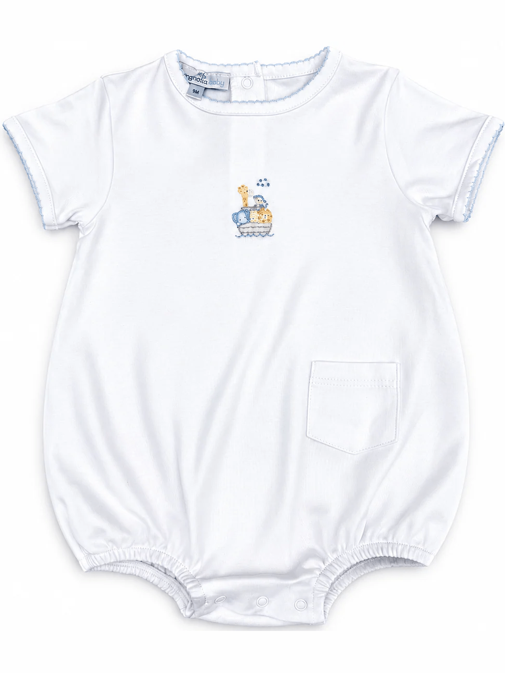Noah's Ark Hand-Embroidered Bubble - Light Blue