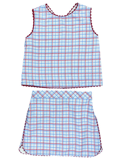 PRE-ORDER Layla Skirt Set- Patriotic Plaid