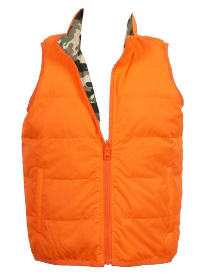 Reversible Delta Valley Vest- Orange/Woodland Camo