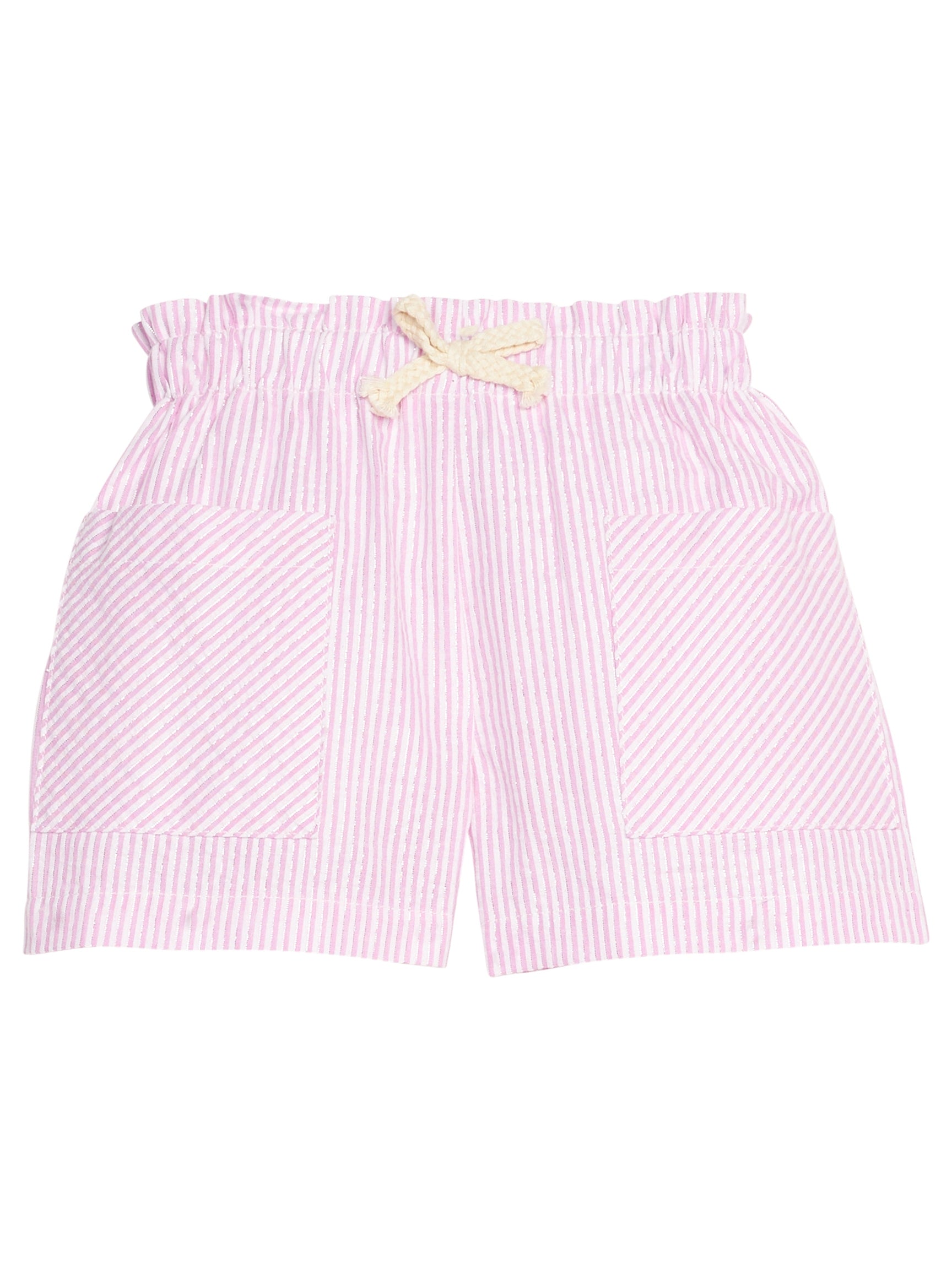 Patch Pocket Shorts - Pink Sparkle Seersucker