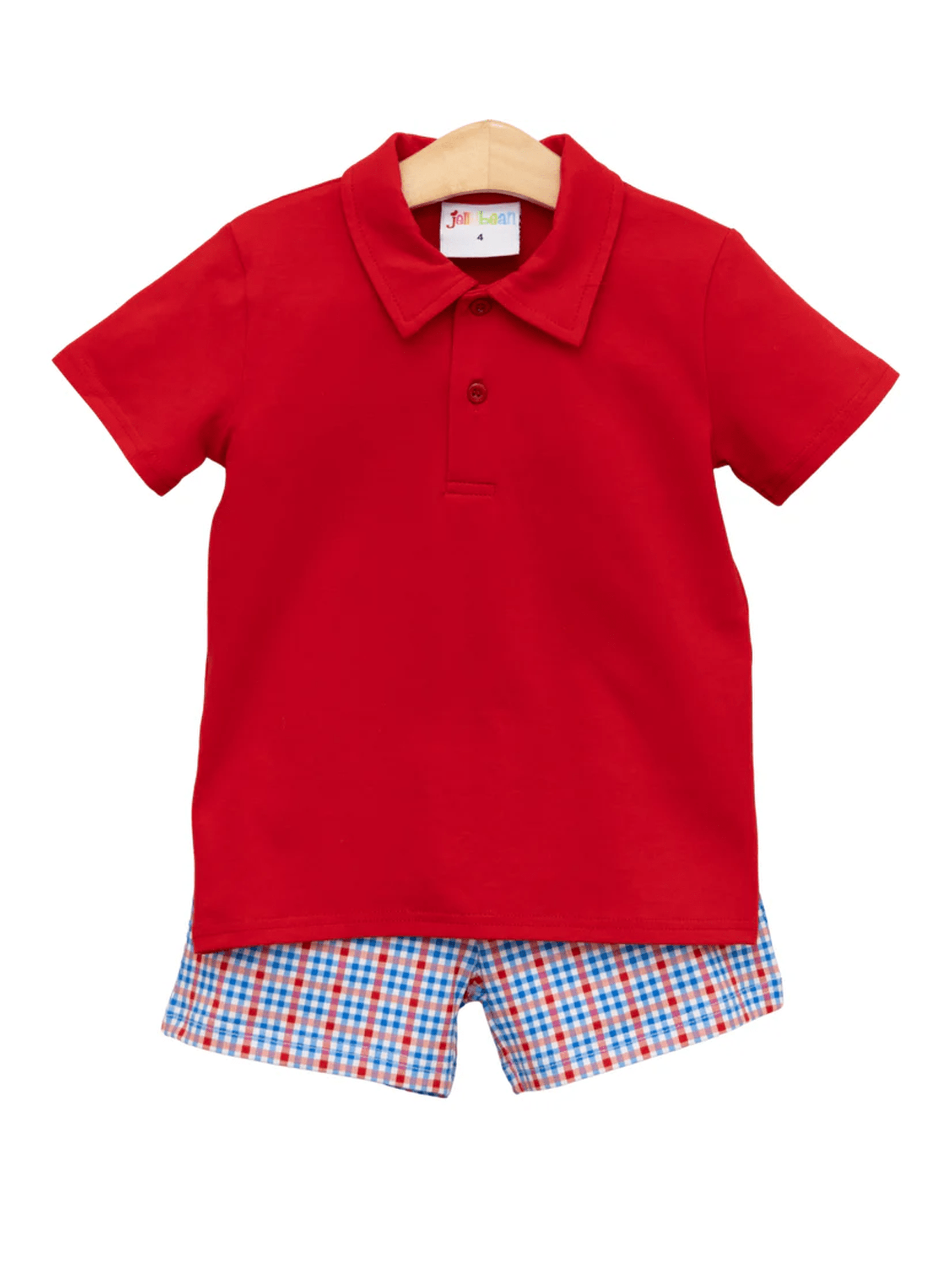 Patriotic Plaid Michael Polo Short Set