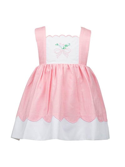 Paulette Pink Bow Pinafore