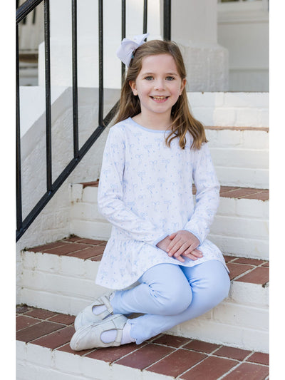 PRE-ORDER Peggie Peplum Leggings Set - Blue Bows