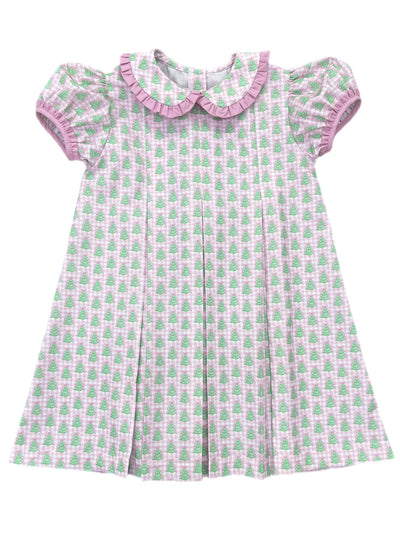 PRE-ORDER Penny Pleat Dress - Gingham Christmas Tree