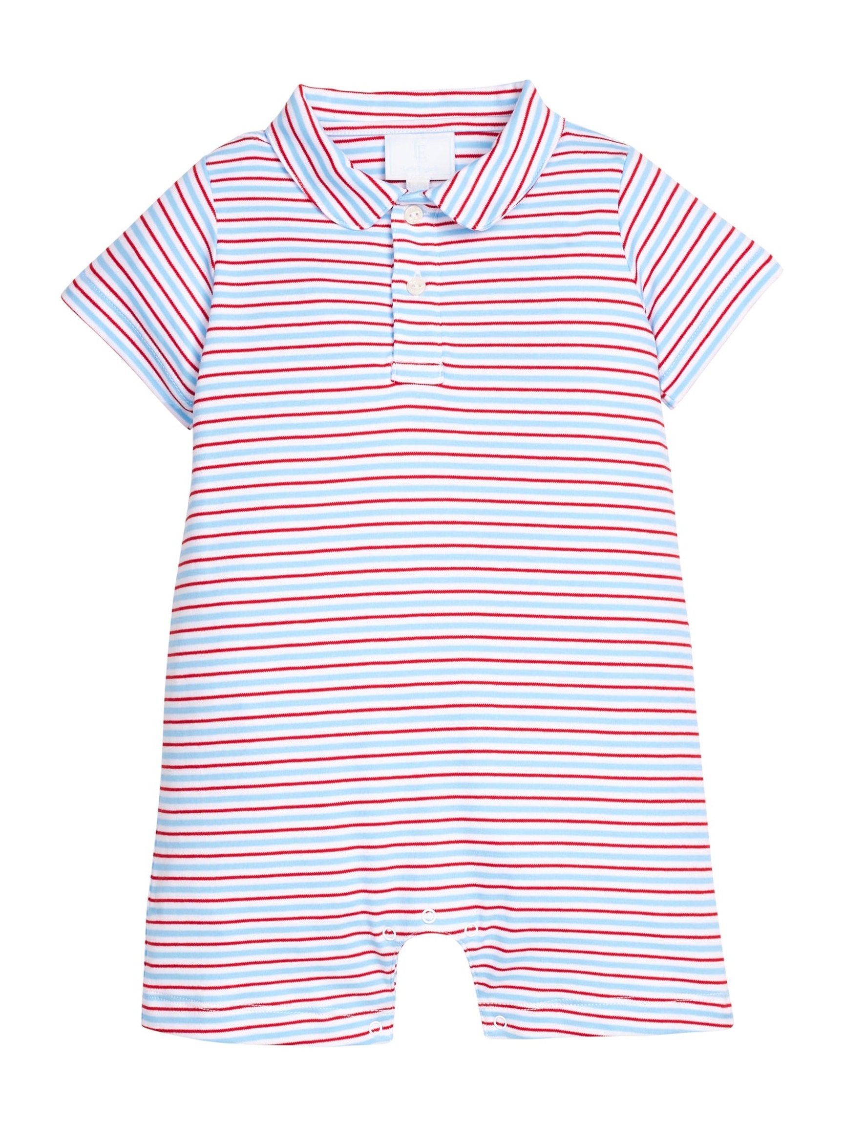 Peter Pan Polo Romper - Primary Stripe