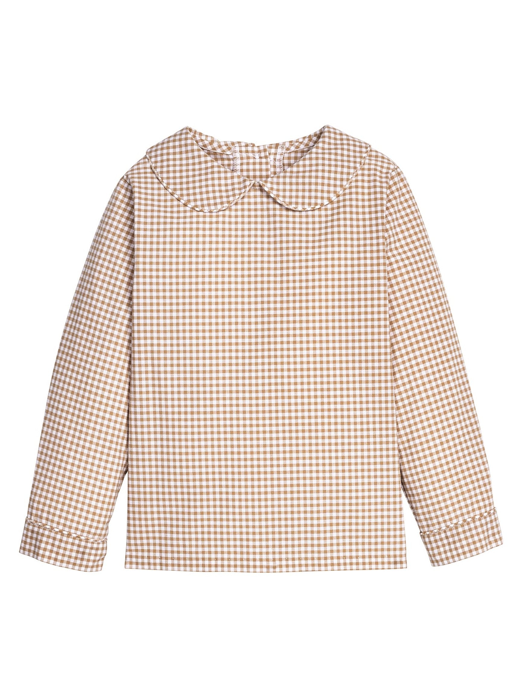 Peter Pan Shirt - Khaki Gingham