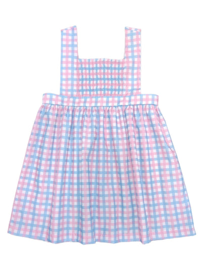 Sutton Smocked Dress - Pink and Blue Check