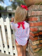 PRE-ORDER Leighton Rashguard Swimsuit - Patriotic Stars & Stripes