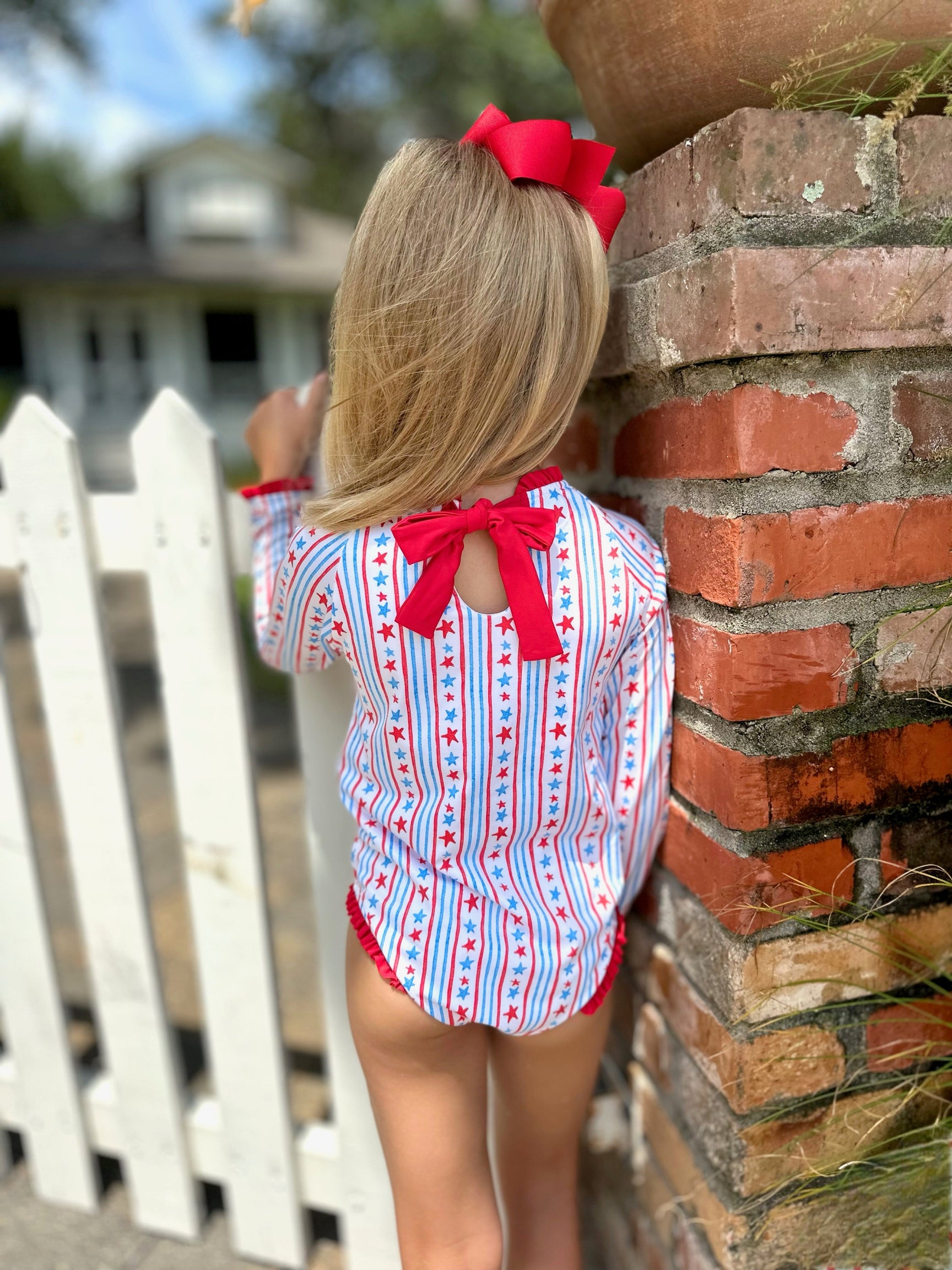 PRE-ORDER Leighton Rashguard Swimsuit - Patriotic Stars & Stripes