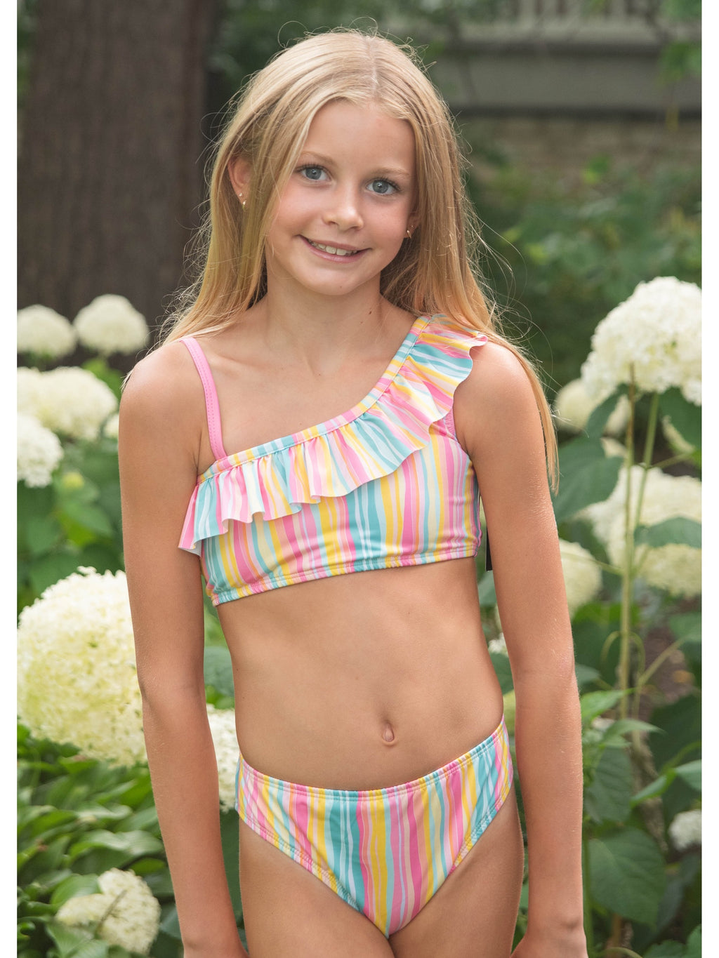 PRE-ORDER Two Piece Swimsuit - Wavy Bright Stripe